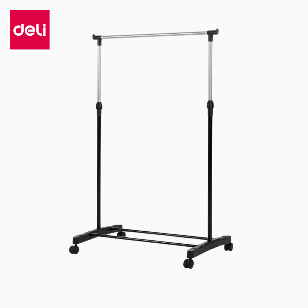 ราวแขวนผ้าบาร์เดี่ยวปรับระดับ DELI VS605-SL-01 40X70X140 ซม. สีดำ_0